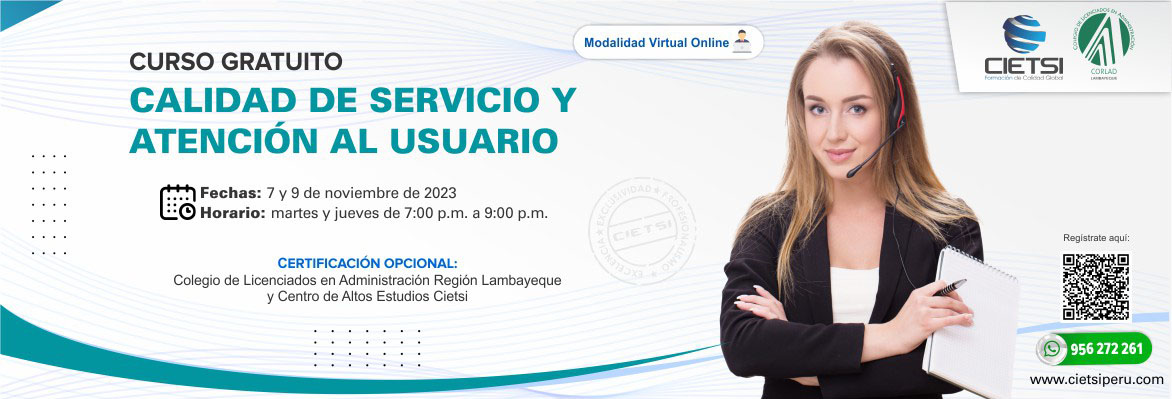 curso especializado calidad de servicio y atenciOn al usuario 2023